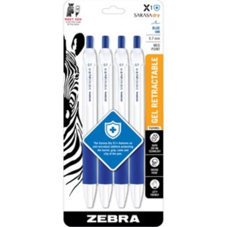 Zebra Pen 0.7 mm Sarasa Dry X1 Plus protective Gel Pen, Blue, 4PK ZEB41524